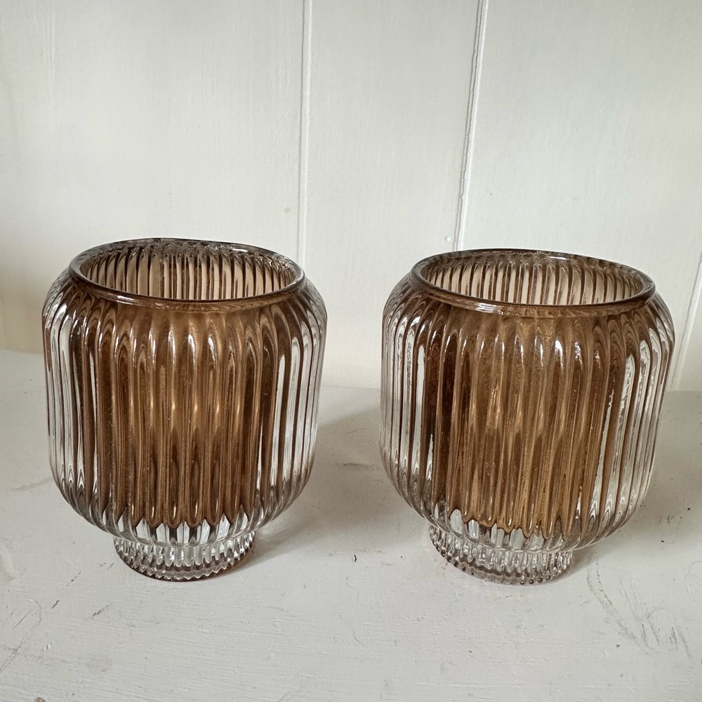 Elegant Brown Glass Candle Holders